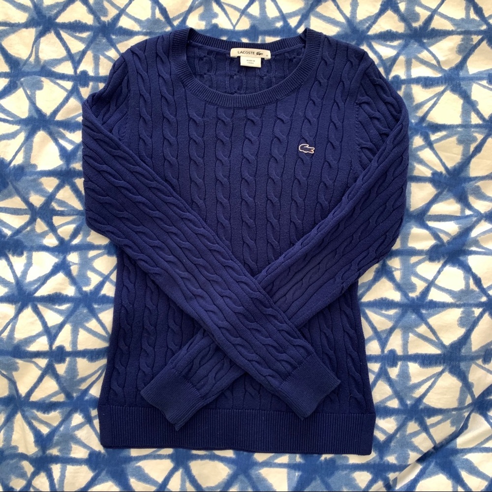 Lacoste cable knit crewneck sweaters